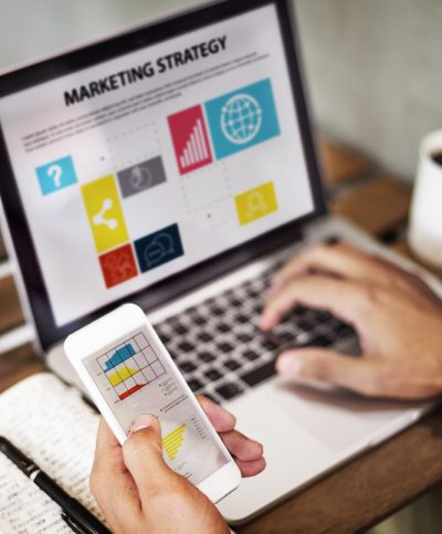 Marketing Strategy Connting Digital Devices Concept